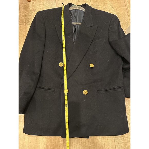 Vintage Paolo Gucci Men’s Navy Blue Double Breasted Gold Logo Buttons Blazer - Picture 1 of 8